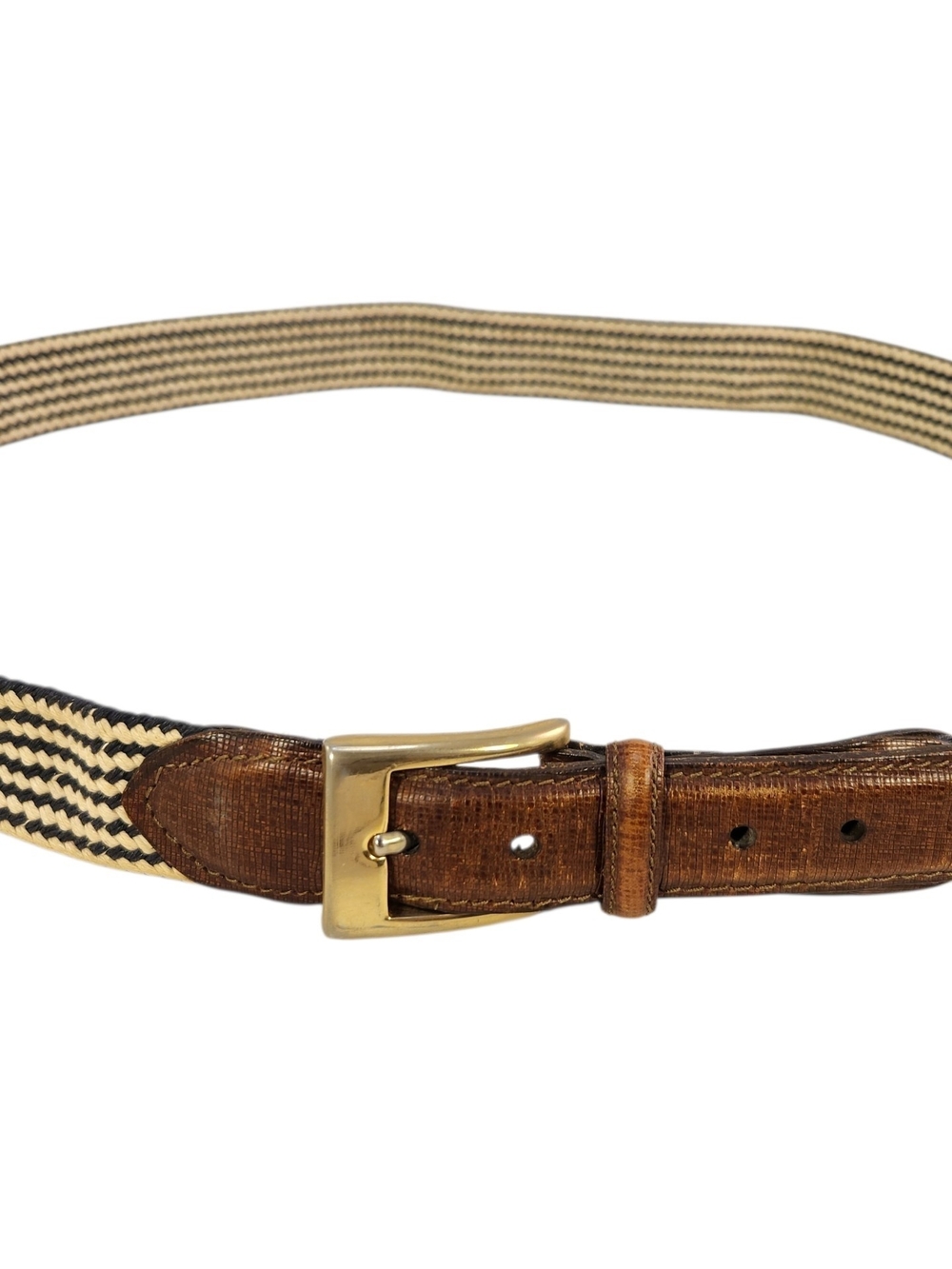 MARTIN DINGMAN  LIZARD FABRICS BROWN OFF WHITE BELT BUCKLE MEN SIZE 105/42